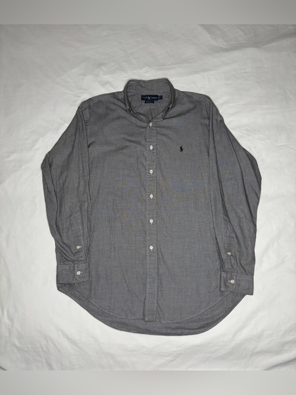Polo Ralph Lauren Houndstooth Button Down Shirt Yarmouth Cotton Shirt 16 34/35